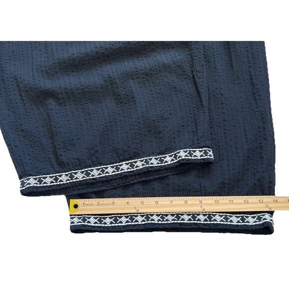 World Market Jumpsuit Womens L/XL Black Cropped Wide Leg Pockets Boho Flowy - Picture 8 of 12